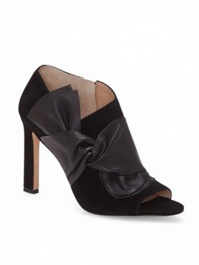 Louise et Cie Idola Bootie Black Suede Bow Open Toe Bootie Women's Size 9